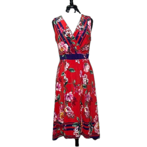 Chris McLaughlin A-Line Red, Pink & Purple Floral Women’s Dress Size 10